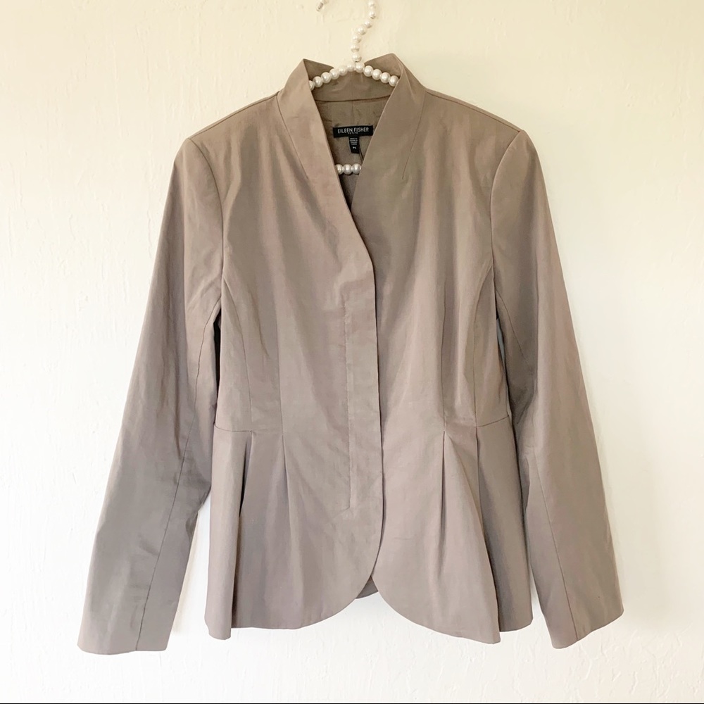 Eileen Fisher Ramie Silk Zip Up Jacket Blazer